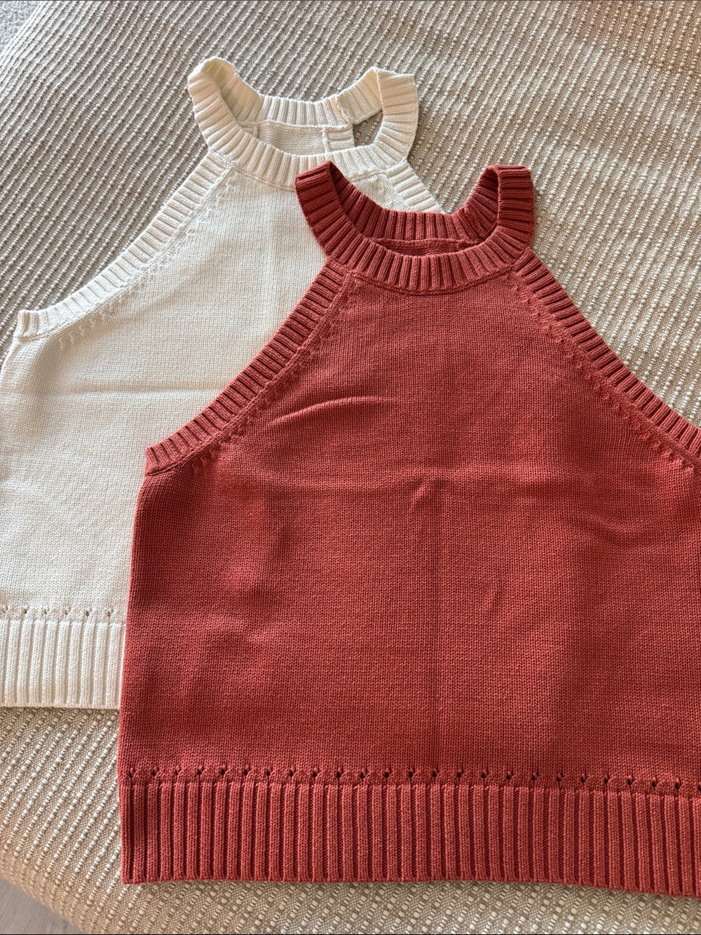 NEW LOT of 2 Banana Republic Knit Halter Top - Rust and Cream